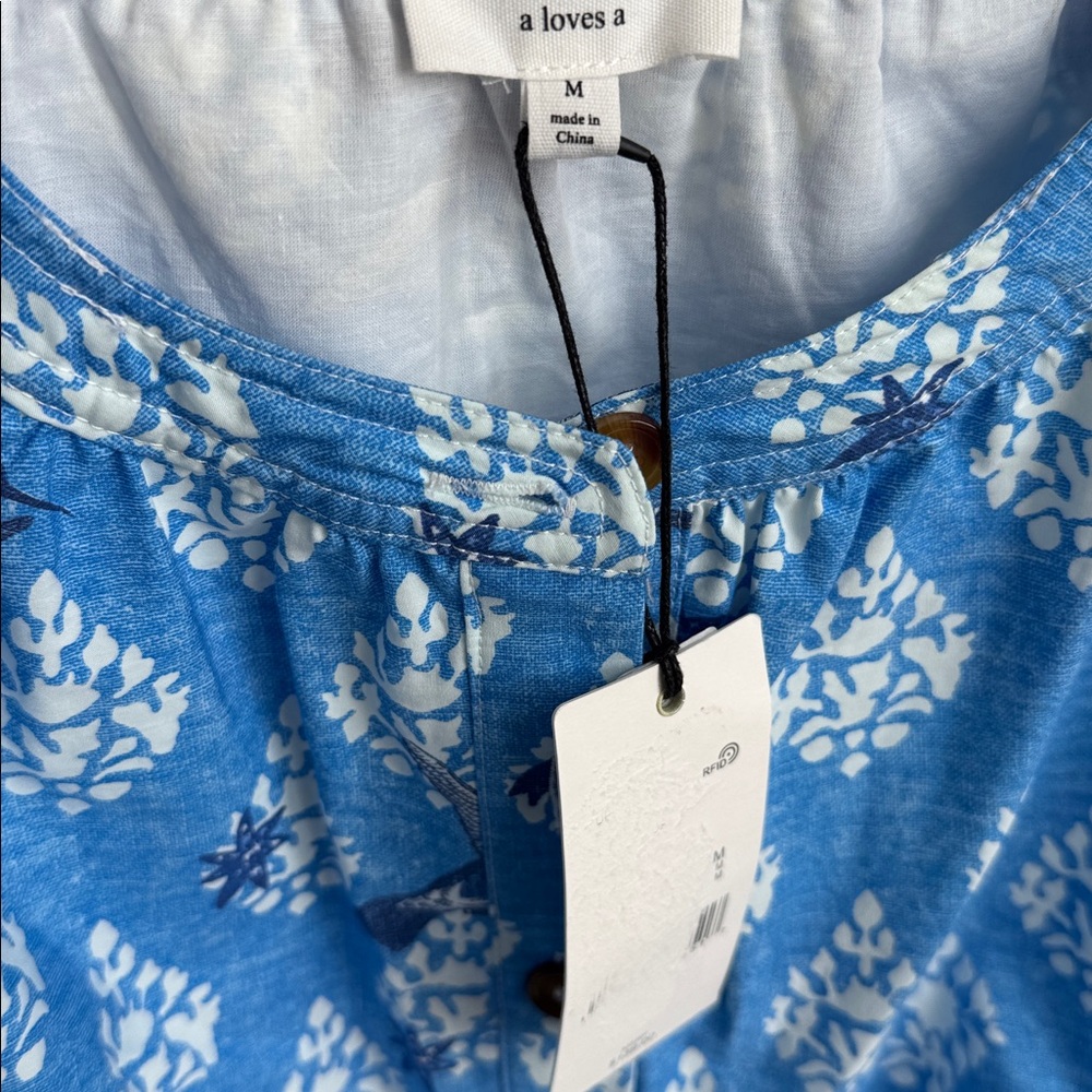 Blue Patterned Mini Dress - Picture 8 of 13